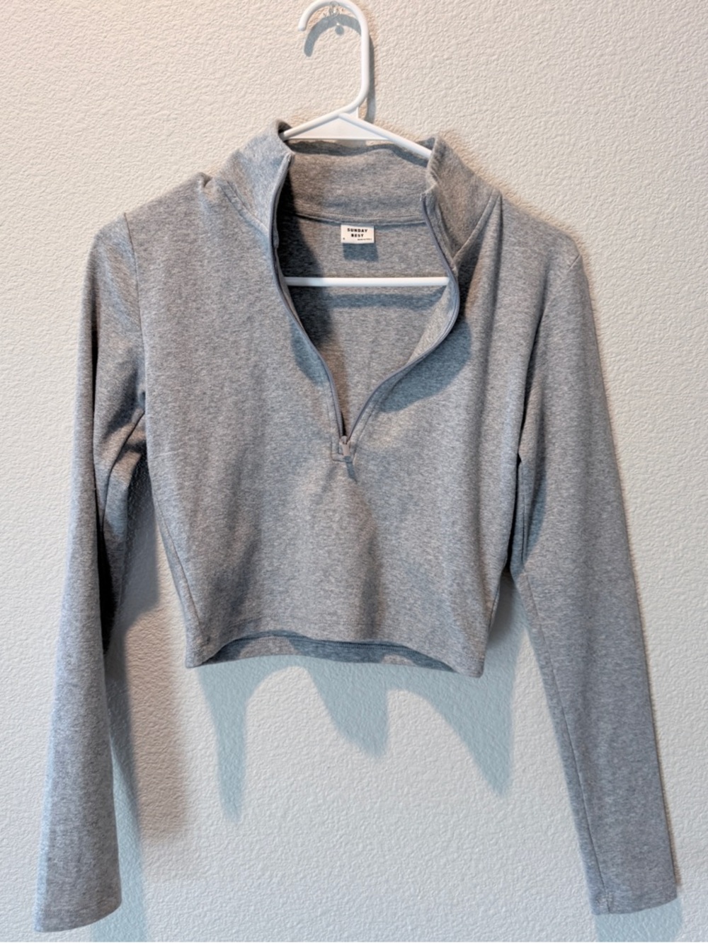Aritzia Sunday Best Cropped Half Zip Top S Gray Fitted Y2K Athleisure Balletcore